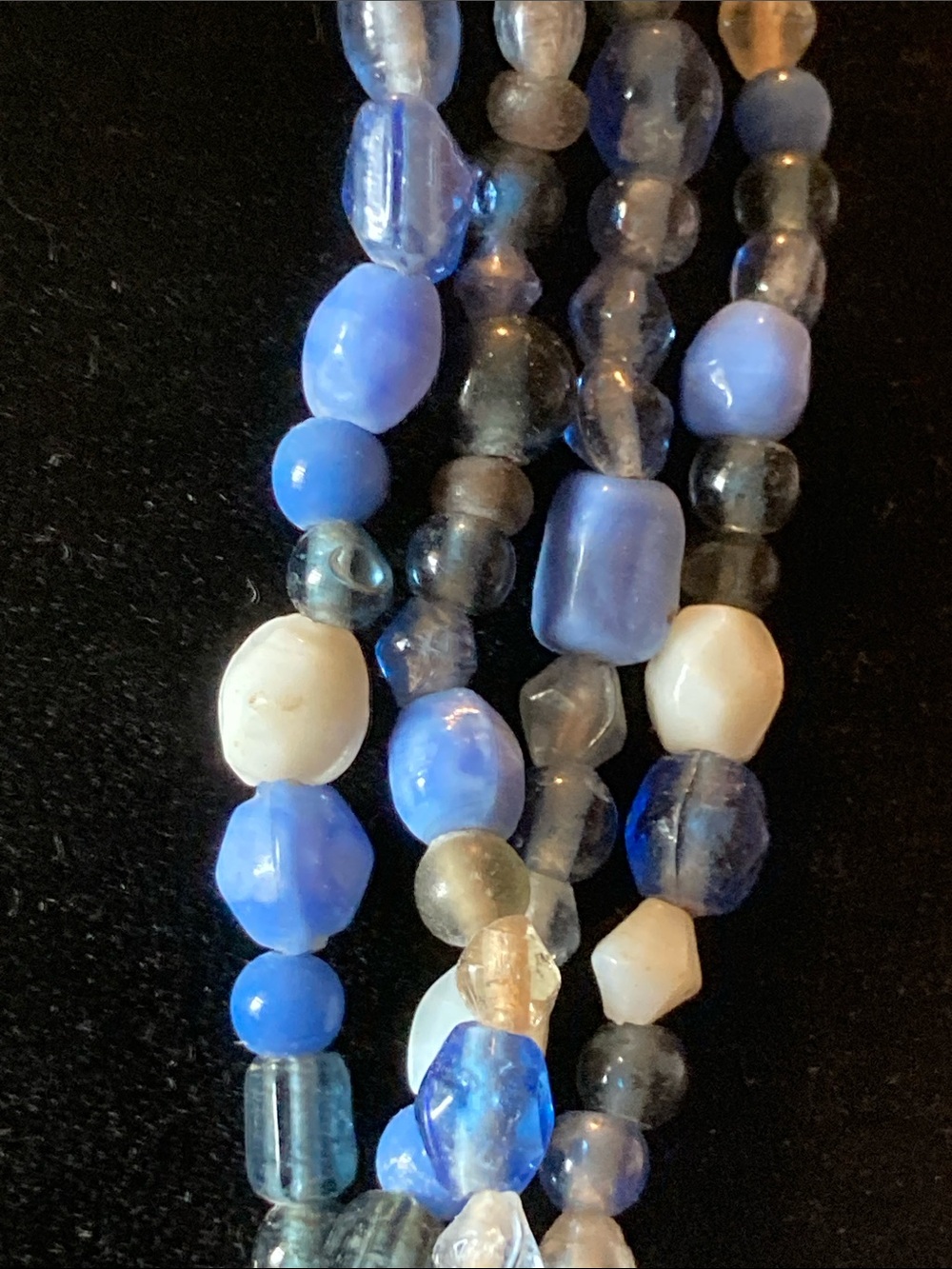 Multi-Strand Translucent Blue Beaded Necklace - Picture 4 of 8